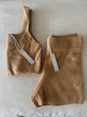 Everlane Camel Ribbed Lounge Tank & Shorts Set